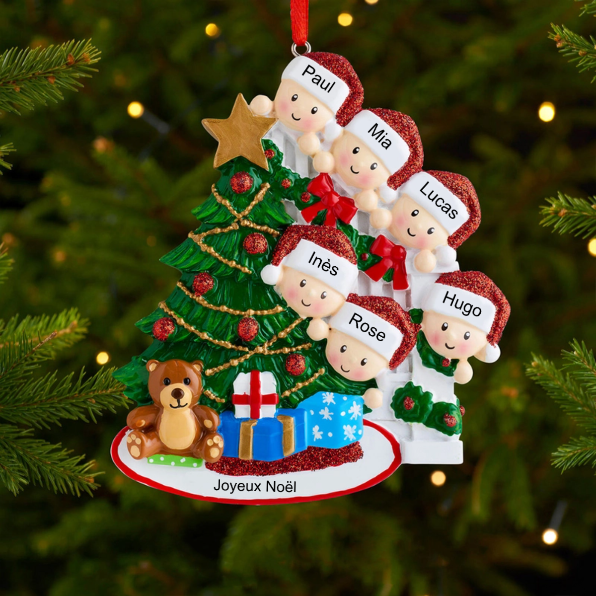 Décorations de Noël Famille en vue avec 2-9 noms