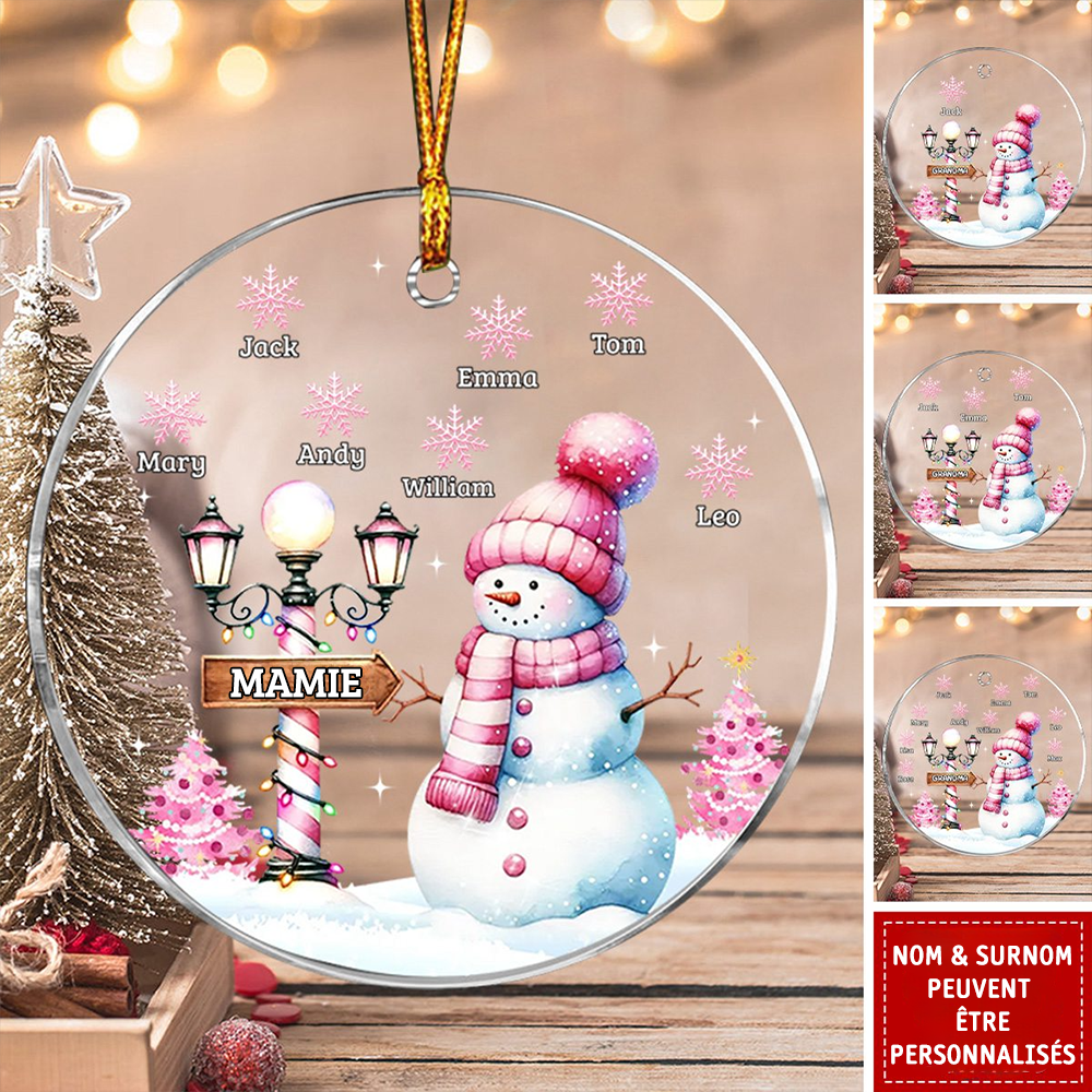 Pendentif personnalisé Bonhomme de neige - Décorations de Noël Magie d'hiver de grand-mère