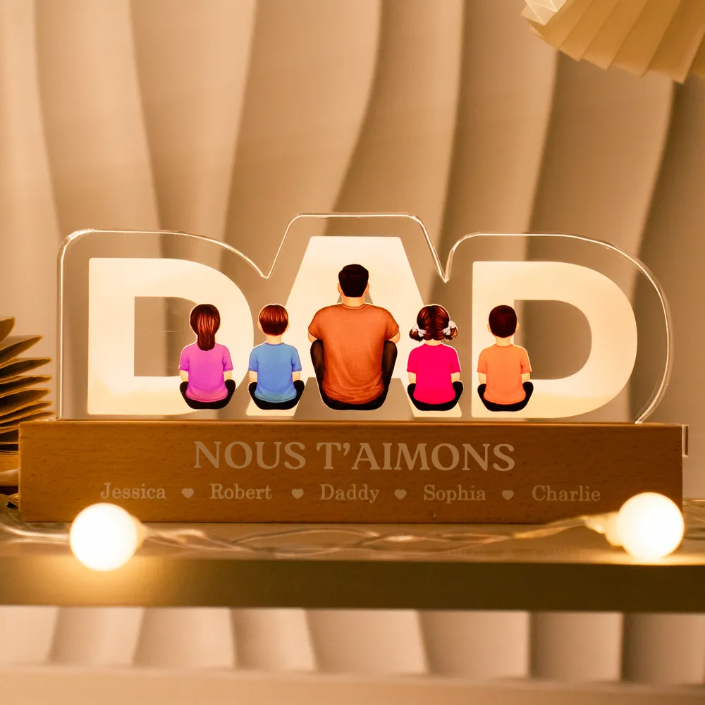 DAD – Veilleuse LED personnalisée, cadeau pour papa