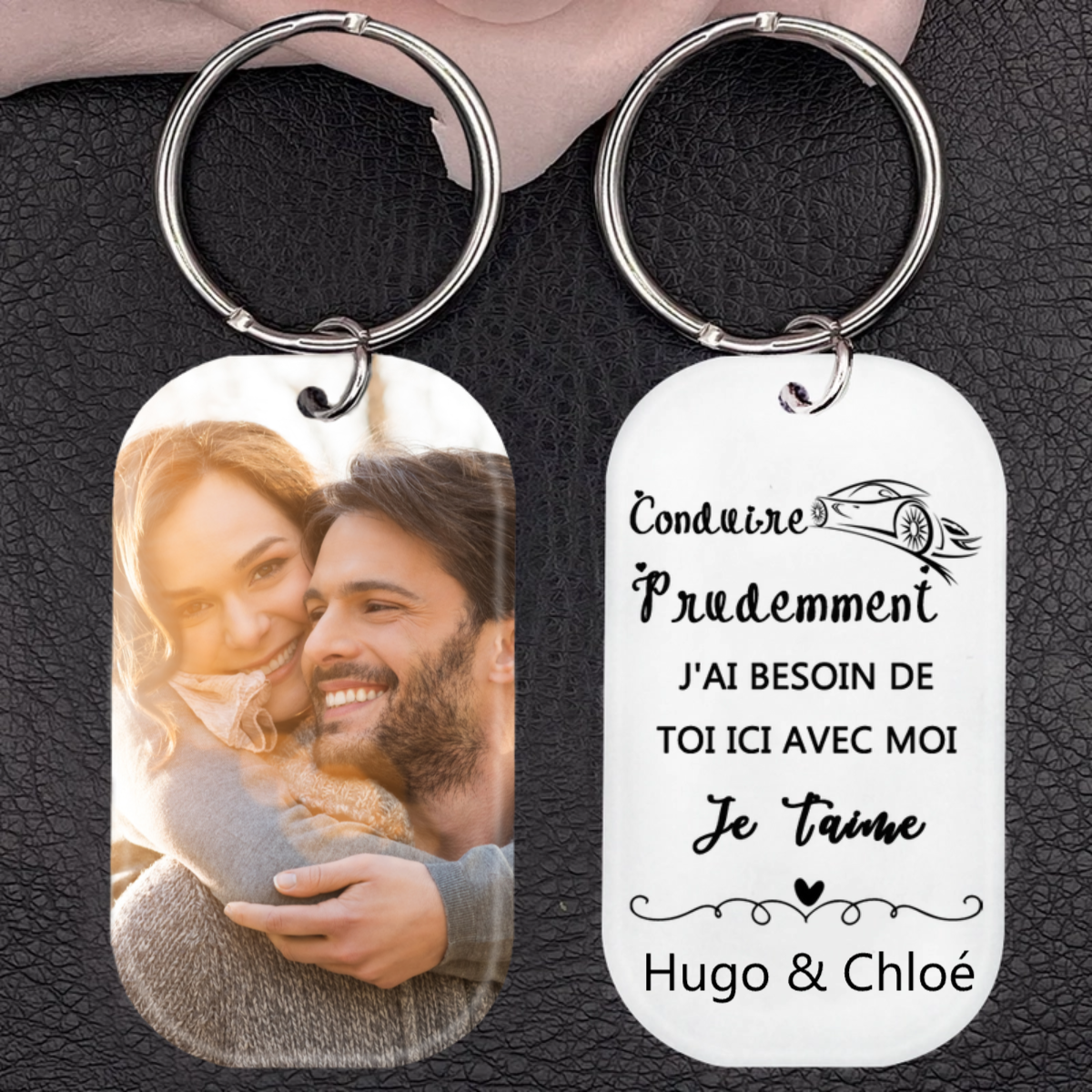 Acrylique Photo Porte-clés avec gravure-Cadeaux de Saint-Valentin