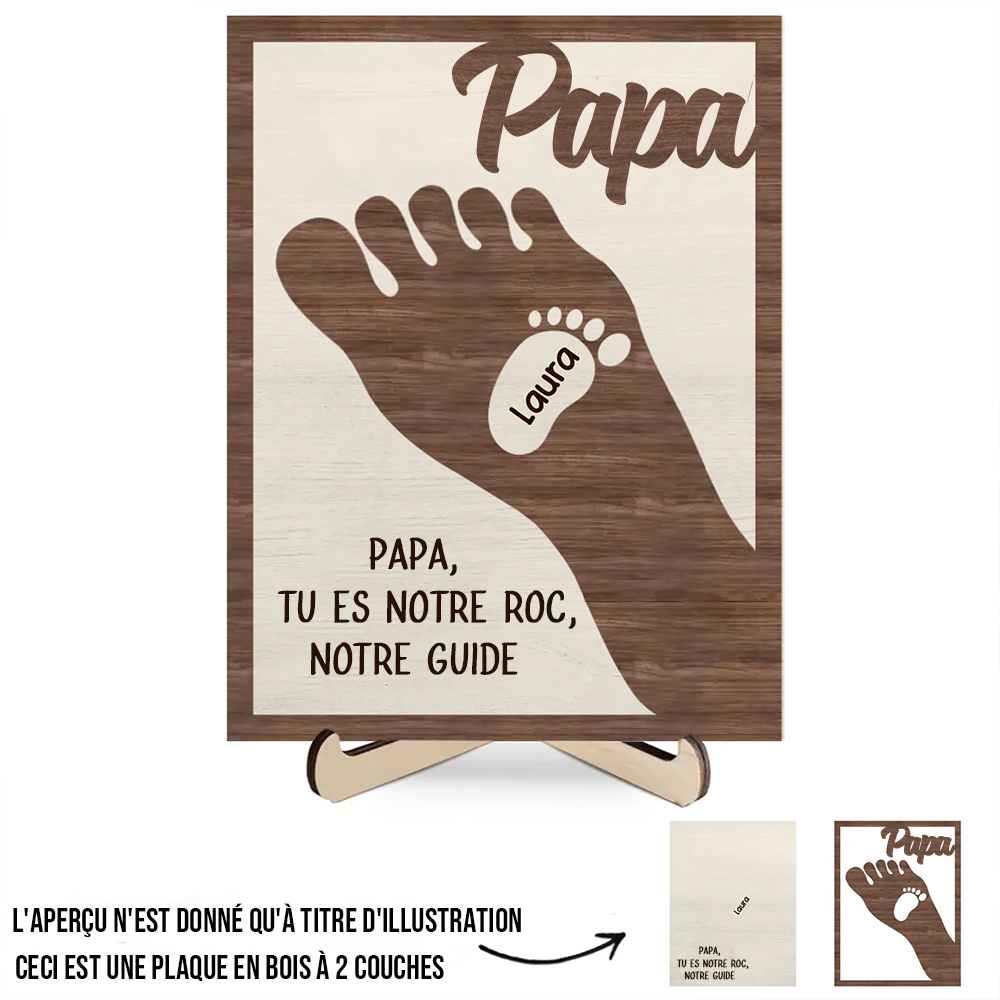 Plaque en bois personnalisée – Empreintes pour Papa