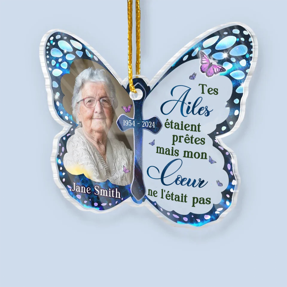Pendentif Papillon avec photo - Cadeau de deuil personnalisé