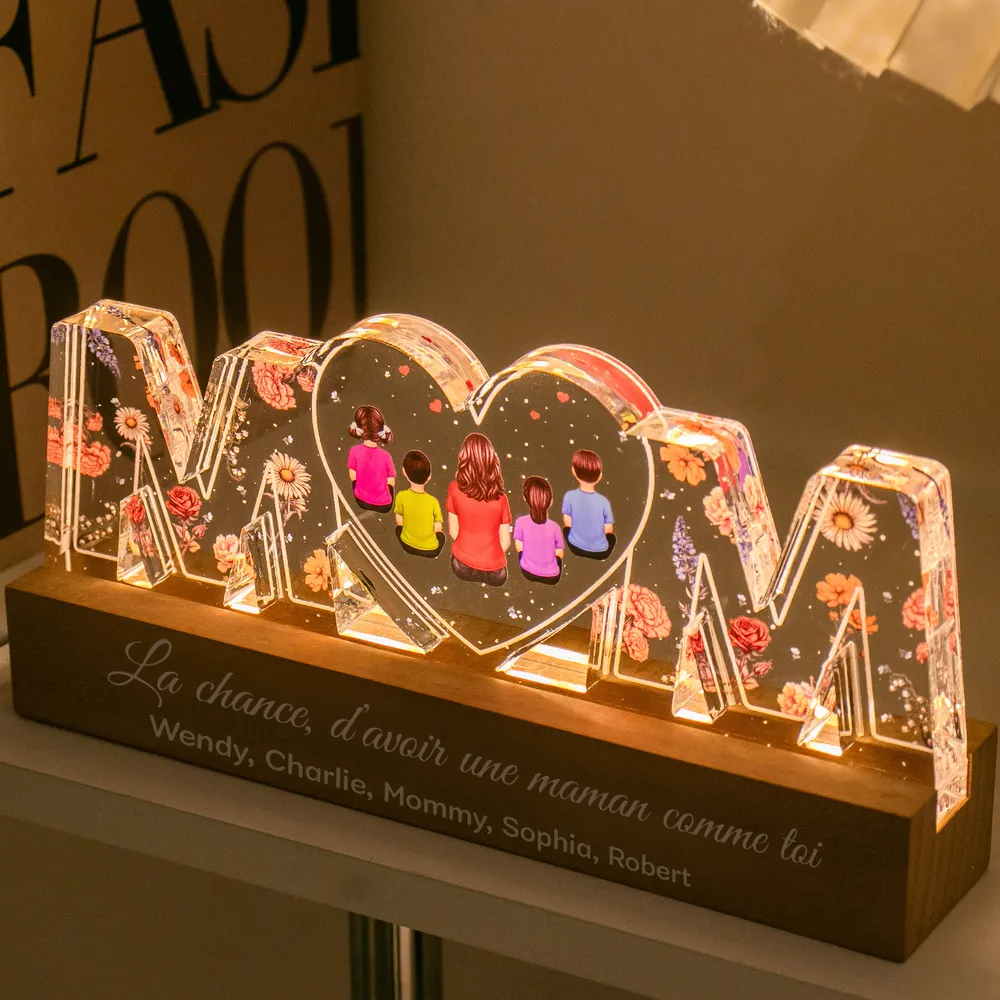 Lampe de nuit personnalisée MOM avec 1 à 8 personnes, cadeaux pour maman