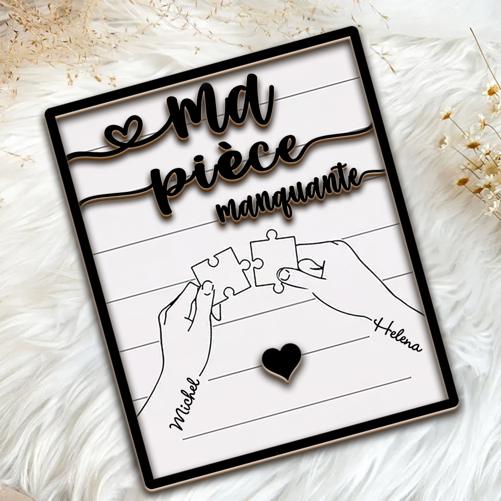 Tableau d'amour personnalisé en bois-Ma pièce manquante