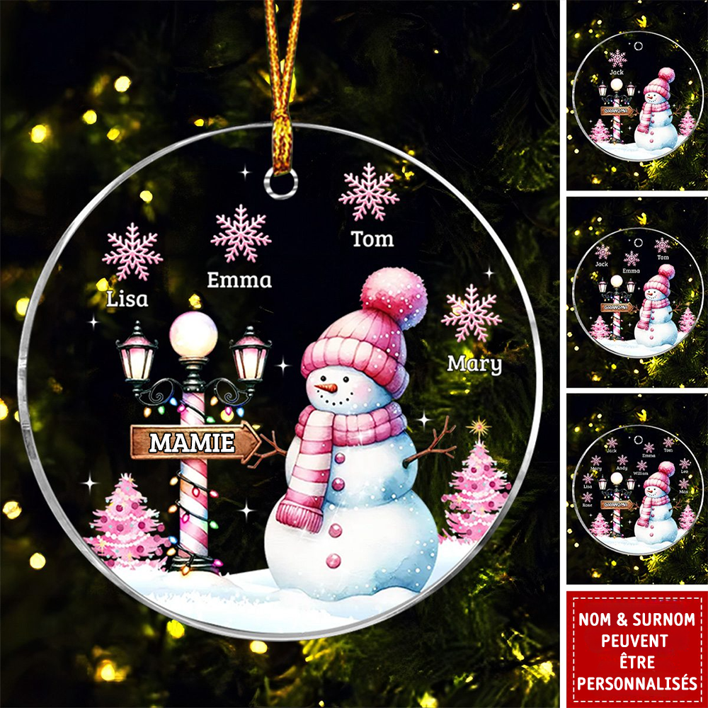 Pendentif personnalisé Bonhomme de neige - Décorations de Noël Magie d'hiver de grand-mère