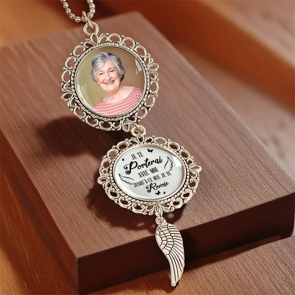 Pendentif en métal personnalisé avec photo – Cadeau de deuil