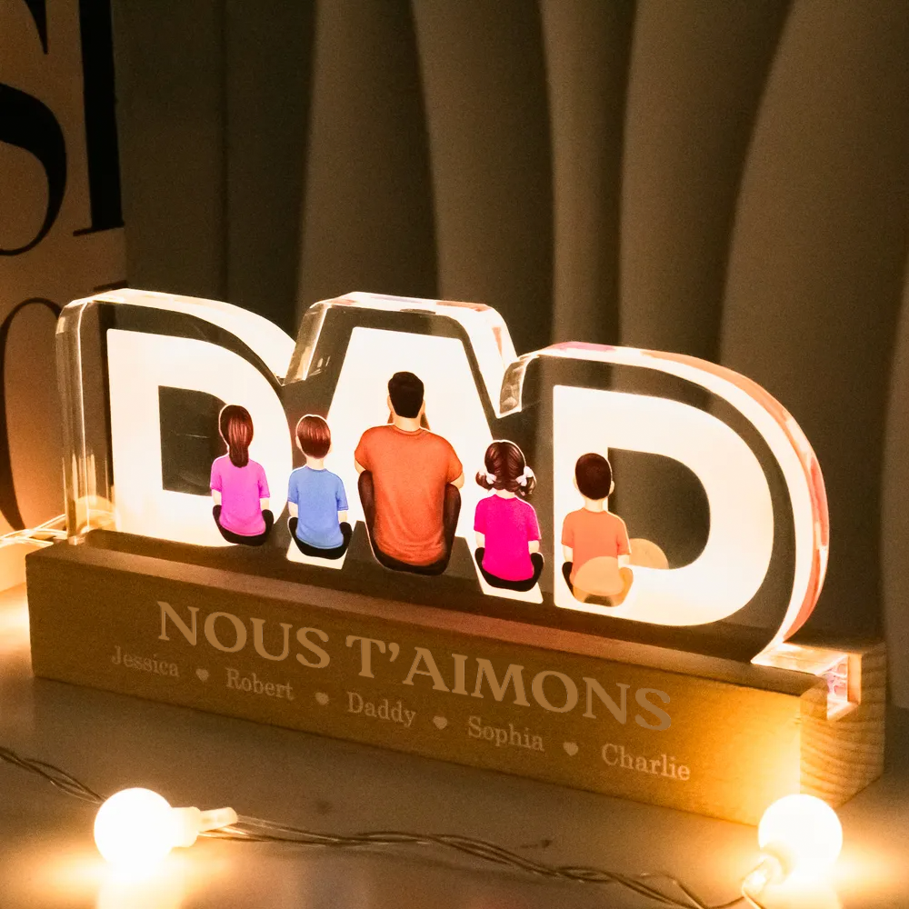 DAD – Veilleuse LED personnalisée, cadeau pour papa