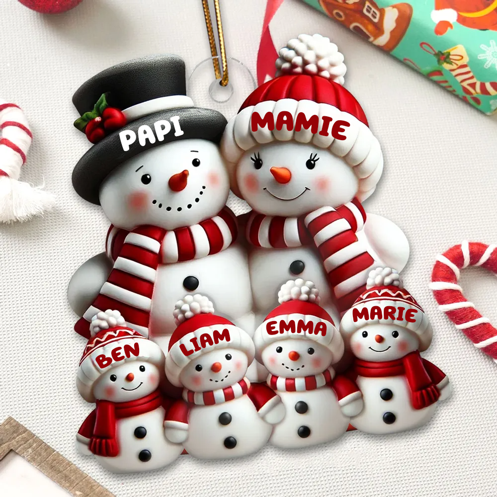 Famille Bonhomme de neige Décoration de Noël - Pendentif acrylique personnalisé