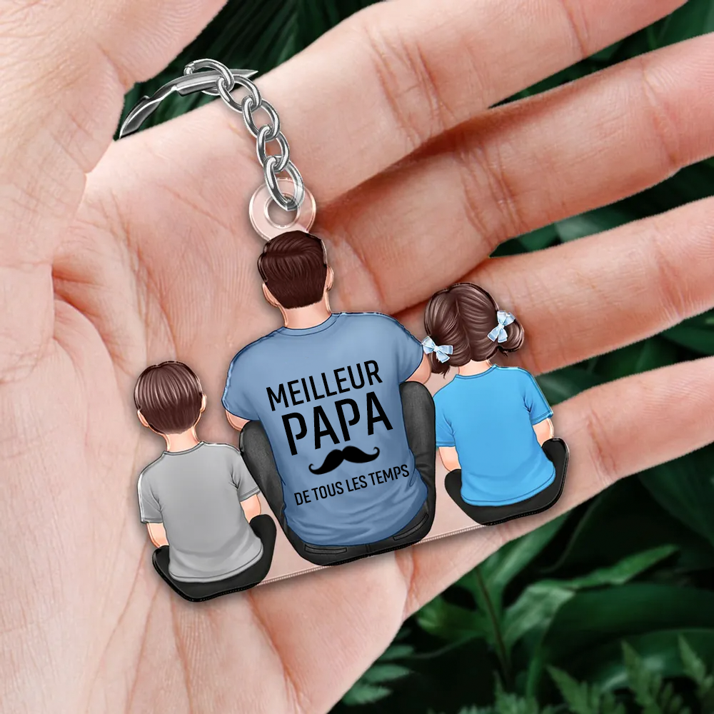 Meilleur Papa - Porte-clés en acrylique personnalisé pour les pères et les grands-pères, avec les enfants.