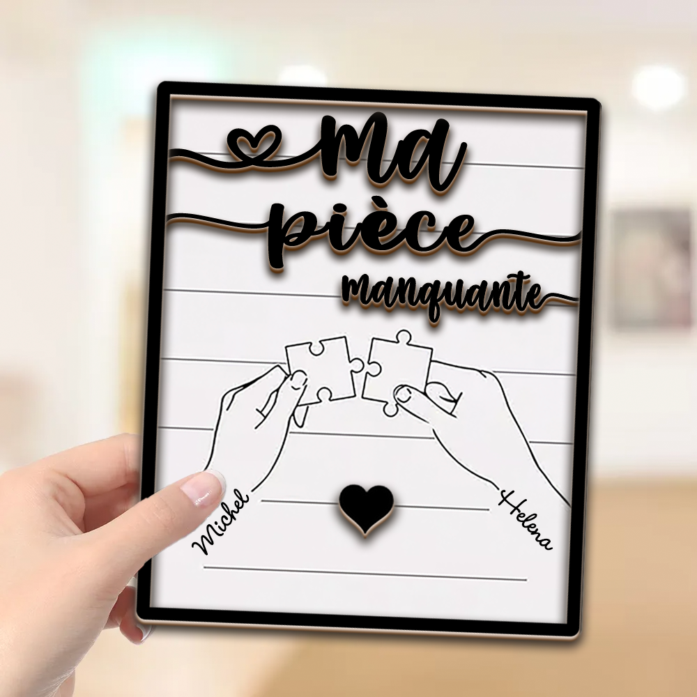 Tableau d'amour personnalisé en bois-Ma pièce manquante