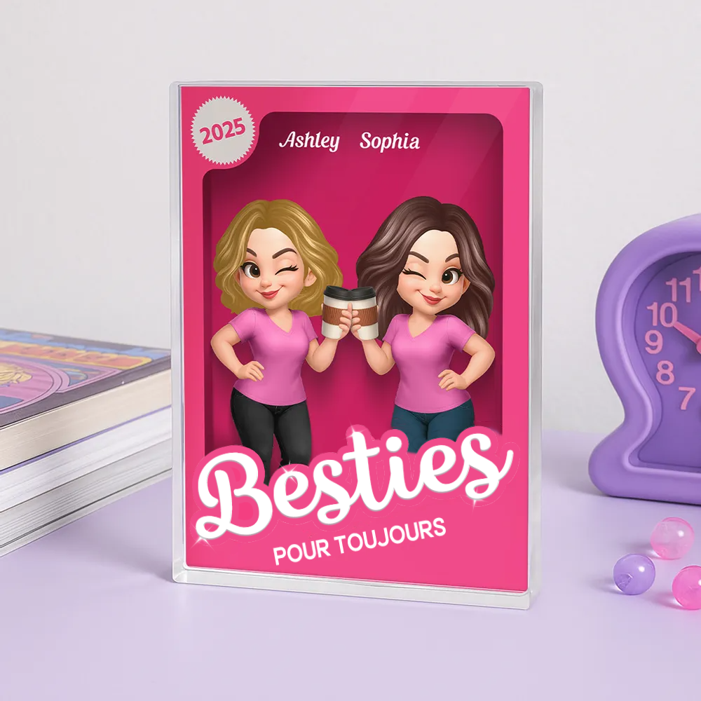 Bloc (plat) acrylique personnalisé avec 2 à 6 femmes – Cadeau pour meilleure amie et sœur