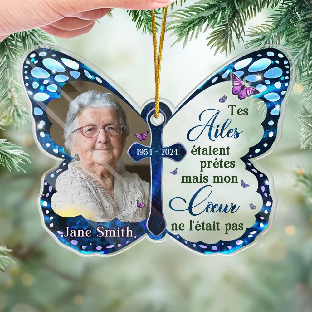 Pendentif Papillon avec photo - Cadeau de deuil personnalisé