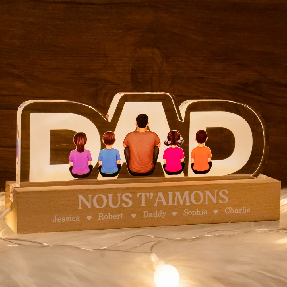 DAD – Veilleuse LED personnalisée, cadeau pour papa