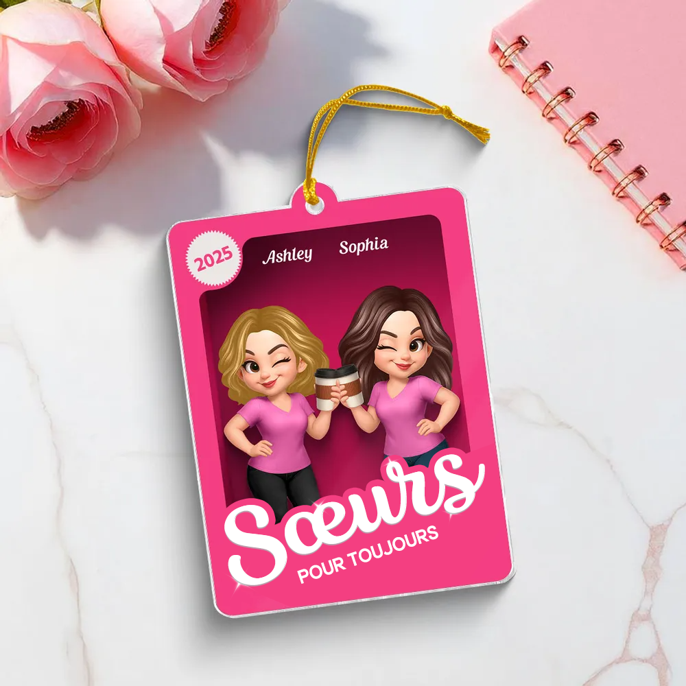 Ornement de sapin personnalisé avec 2 à 6 femmes – Cadeau pour amie et sœur