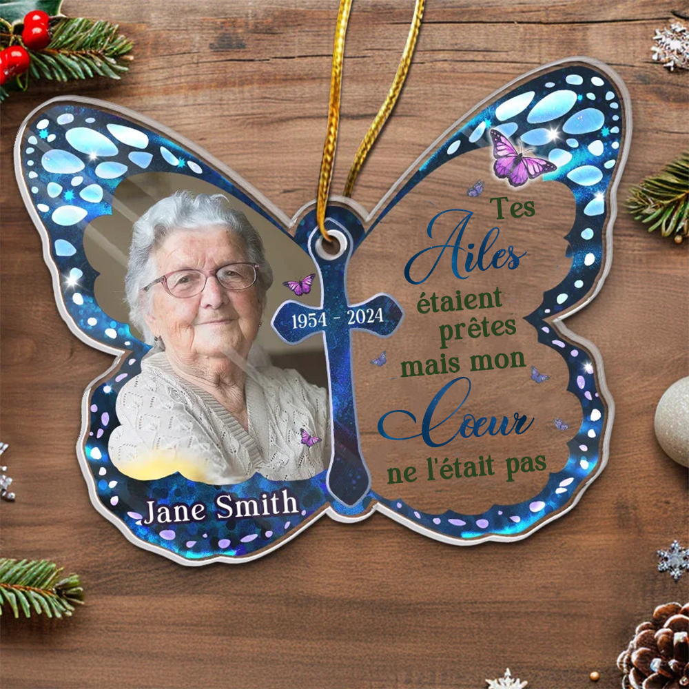 Pendentif Papillon avec photo - Cadeau de deuil personnalisé