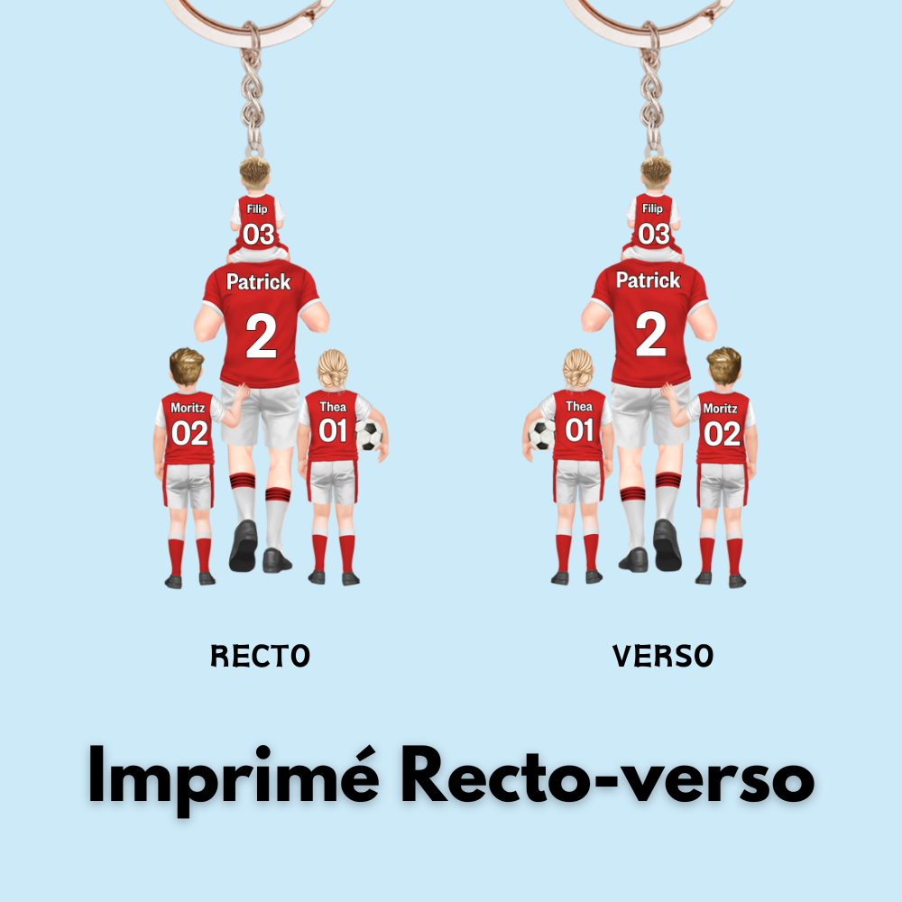 Équipe de football de papa Porte-clés père et enfants