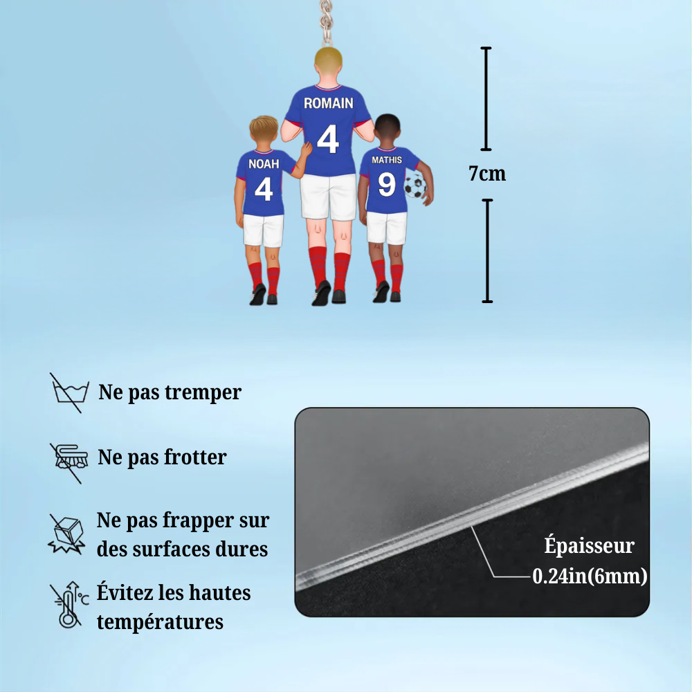 Équipe de football de papa Porte-clés père et enfants