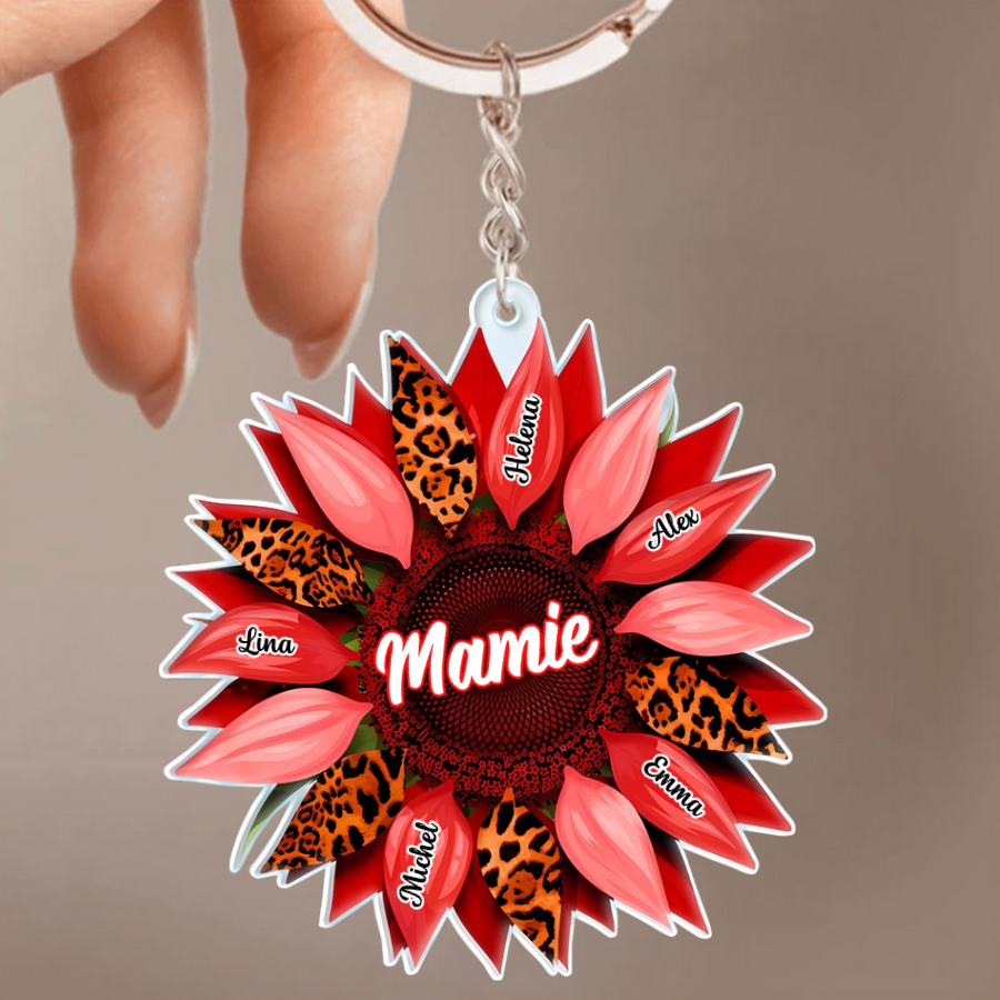Porte-clés tournesol personnalisé pour maman et mamie