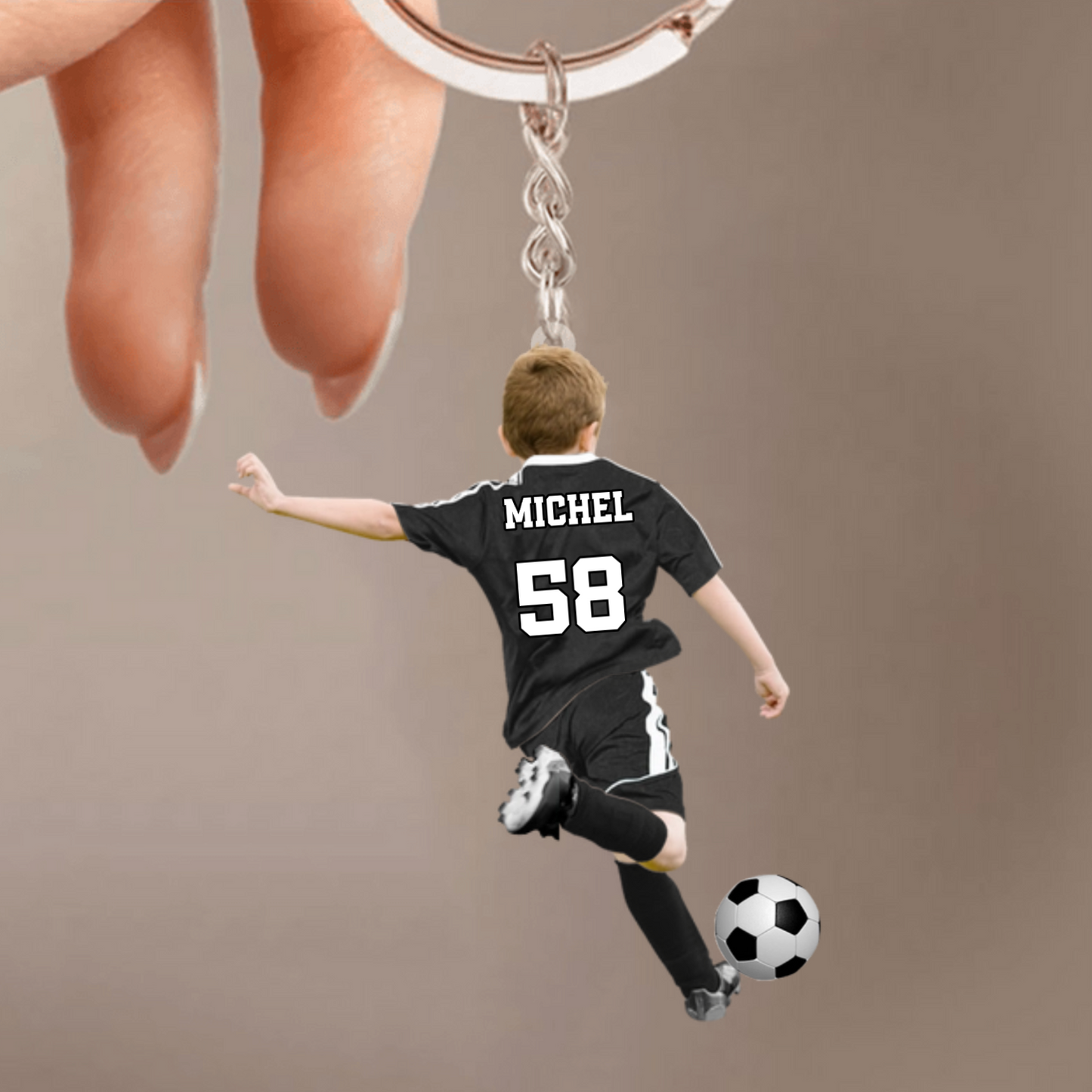 Porte-clés personnalisé garçon footballeur – Cadeau pour fils