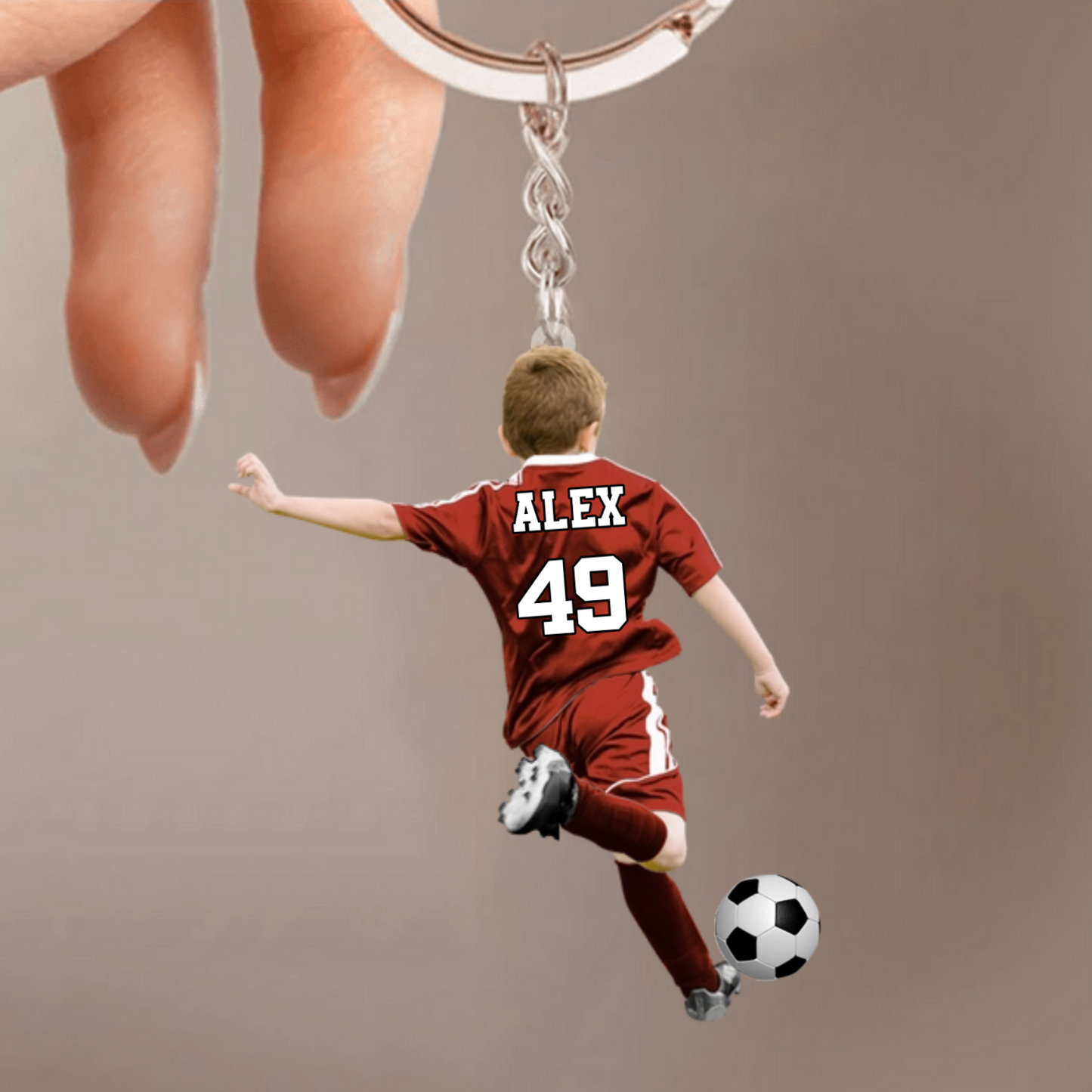 Porte-clés personnalisé garçon footballeur – Cadeau pour fils
