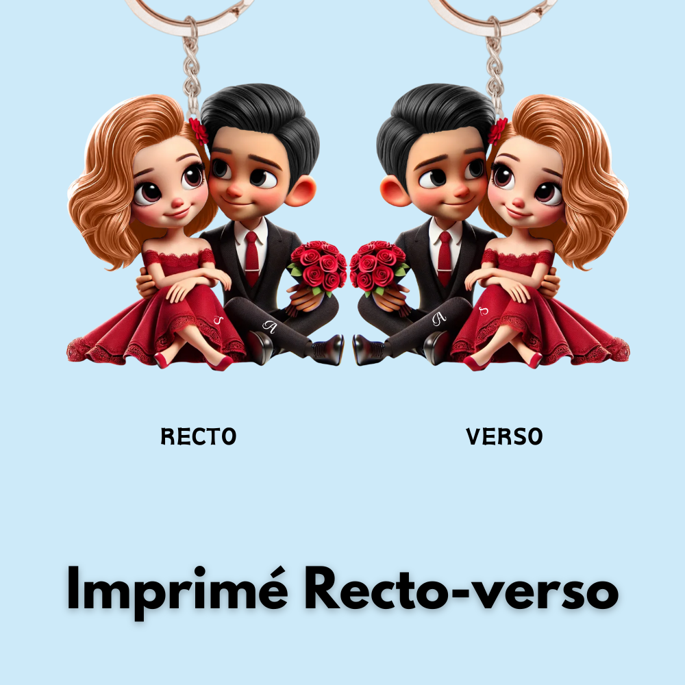 Couple – Porte-clés en acrylique avec noms, cadeau pour couple