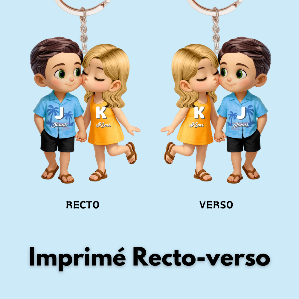 Porte-clés en acrylique personnalisé Couples d’été Cadeaux pour amoureux