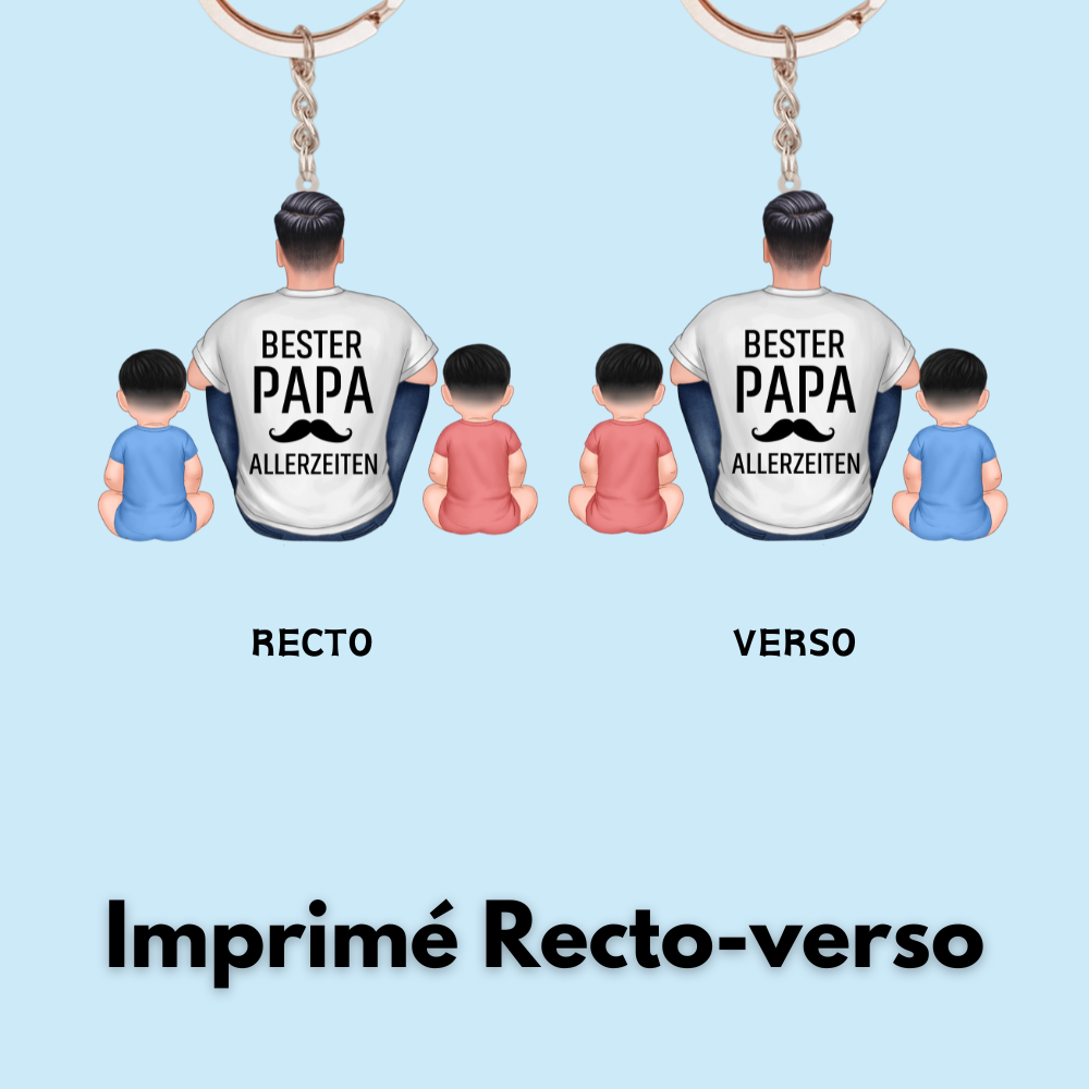 Meilleur Papa - Porte-clés en acrylique personnalisé pour les pères et les grands-pères, avec les enfants.