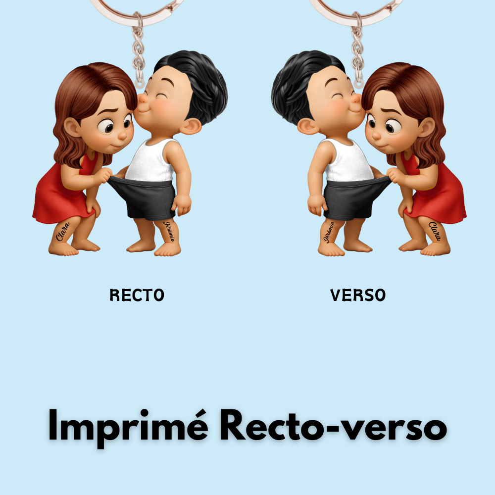 Porte-clés en acrylique personnalisé avec noms, cadeau pour couple