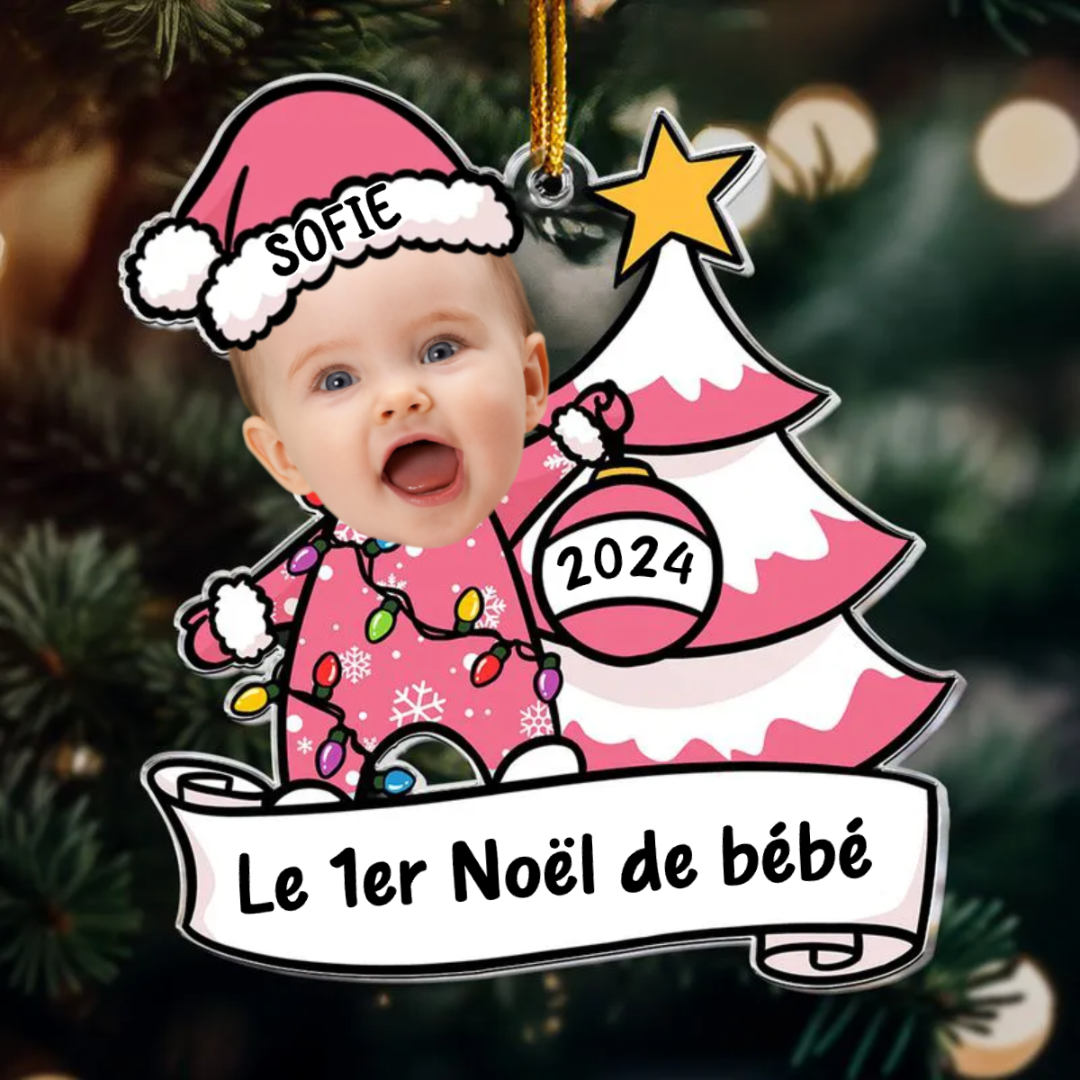 Pendentif de Noël avec photo pour bébé