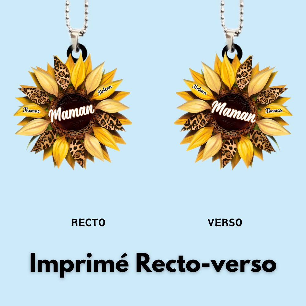 Tournesol – Pendentif de rétroviseur personnalisé en acrylique