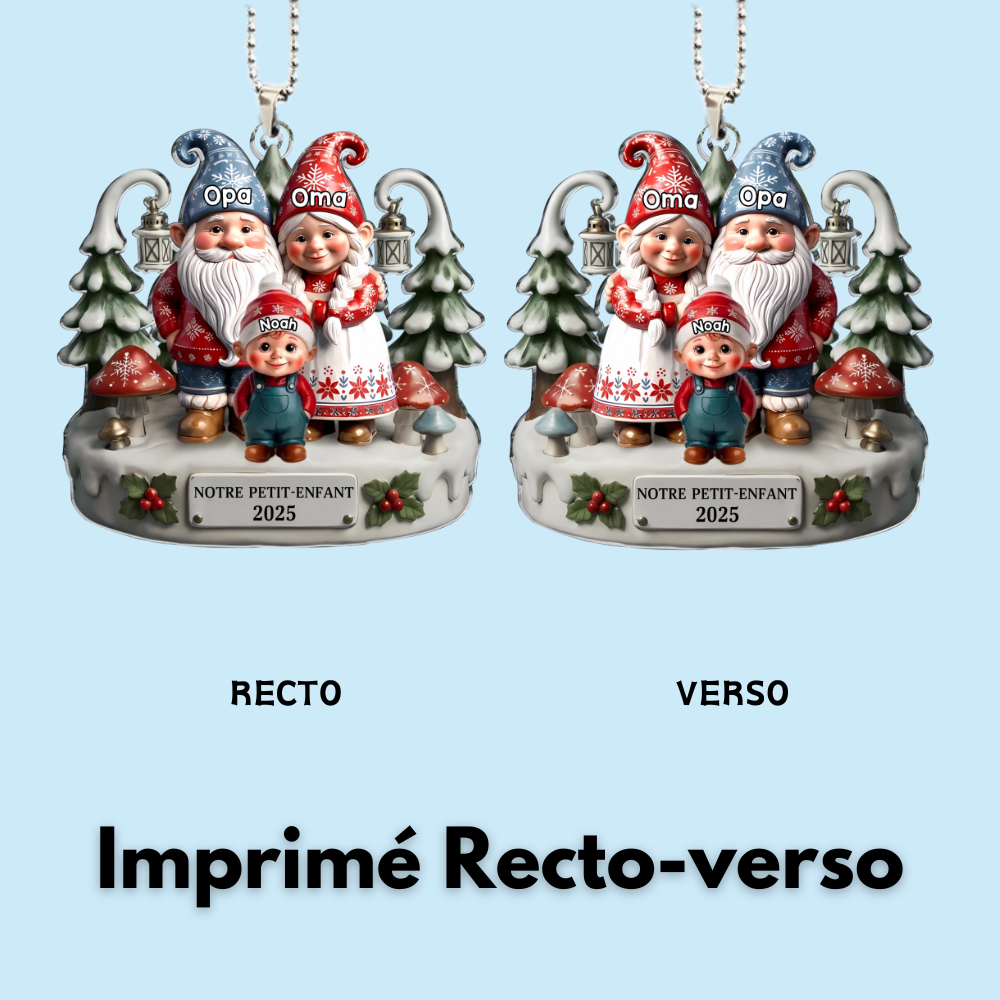 Famille de nains- Orement en acrylique avec 1 à 15 enfants Décorations de Noël pour parents et grands-parents