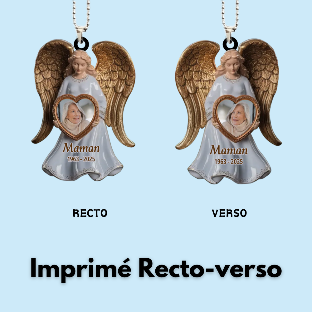 Porte-clés acrylique personnalisé avec ailes d'ange et photo