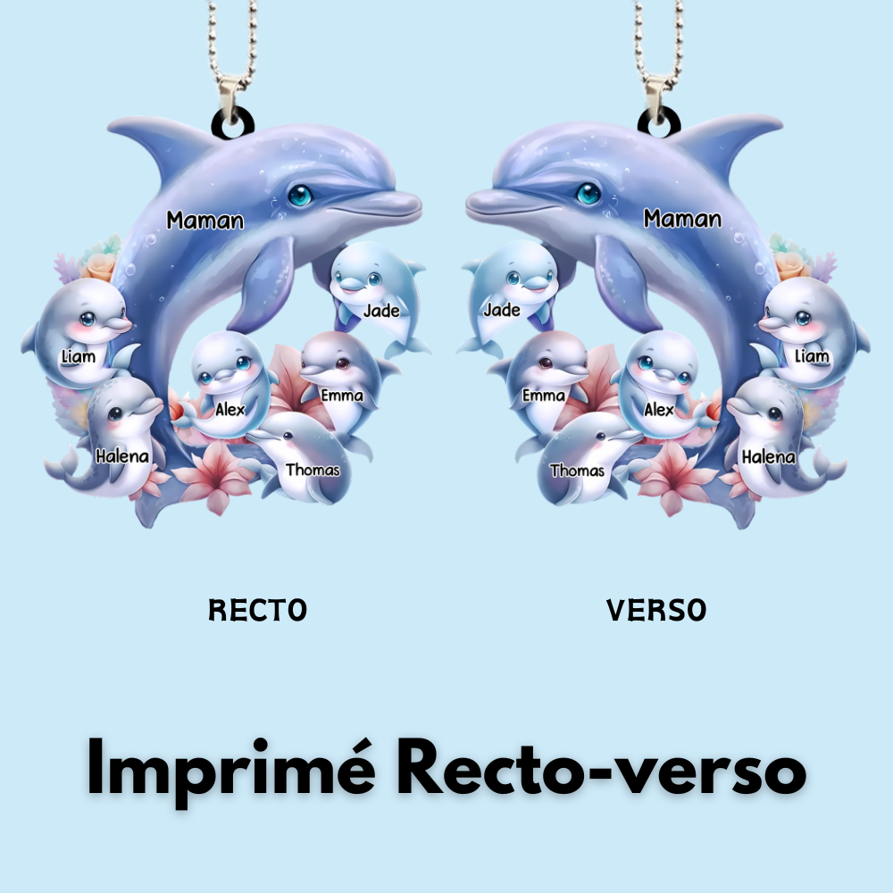Pendentif personnalisé avec dauphins – Cadeau pour maman et mamie