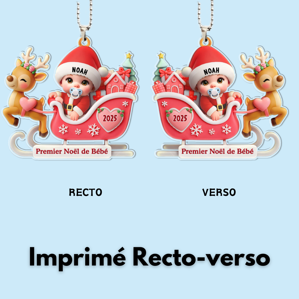 Premier Noël de bébé - Orement de Noël personnalisée avec nom et année