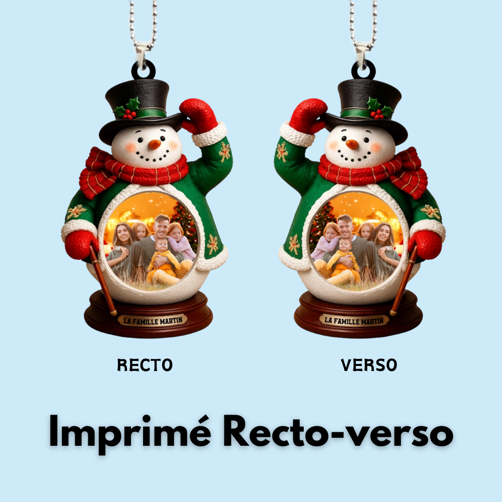 Orement personnalisée pour de Noël avec photo Ornement photo acrylique avec bonhomme de neige