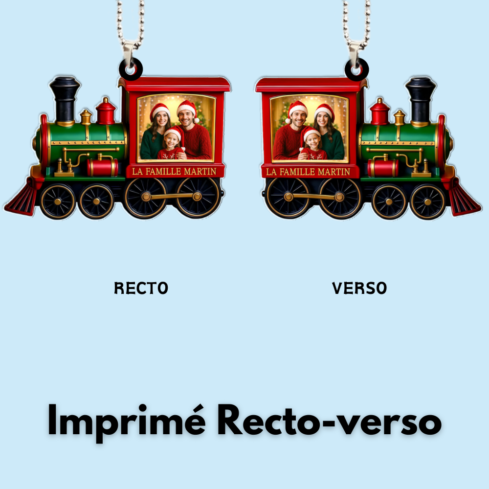 Orement photo en acrylique Décoration de Noël personnalisée avec train de Noël pour famille