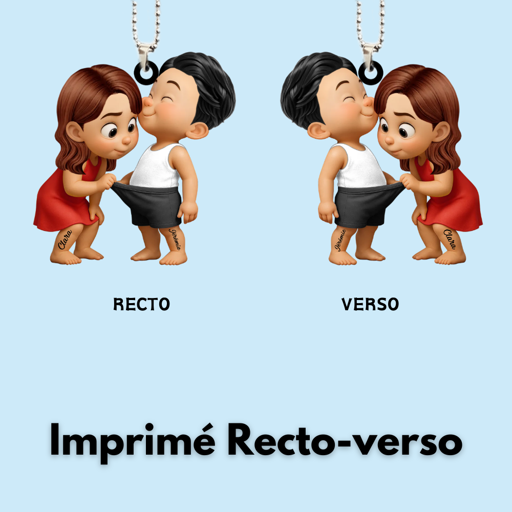 Pendentif en acrylique personnalisé avec noms, cadeau pour couple