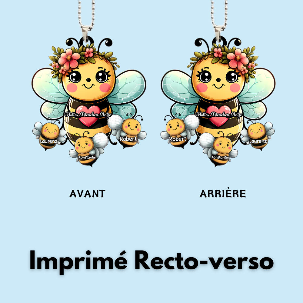 Pendentif personnalisé avec abeilles et prénom