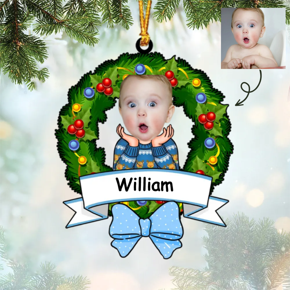 Bébé Photo Décorations de Noël avec nom
