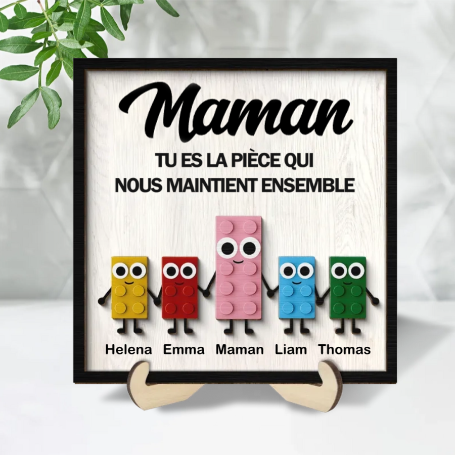 Plaque en bois personnalisée à 2 couches – Puzzle mignon