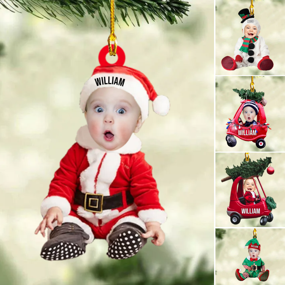 Bébé Photo Décorations de Noël avec nom