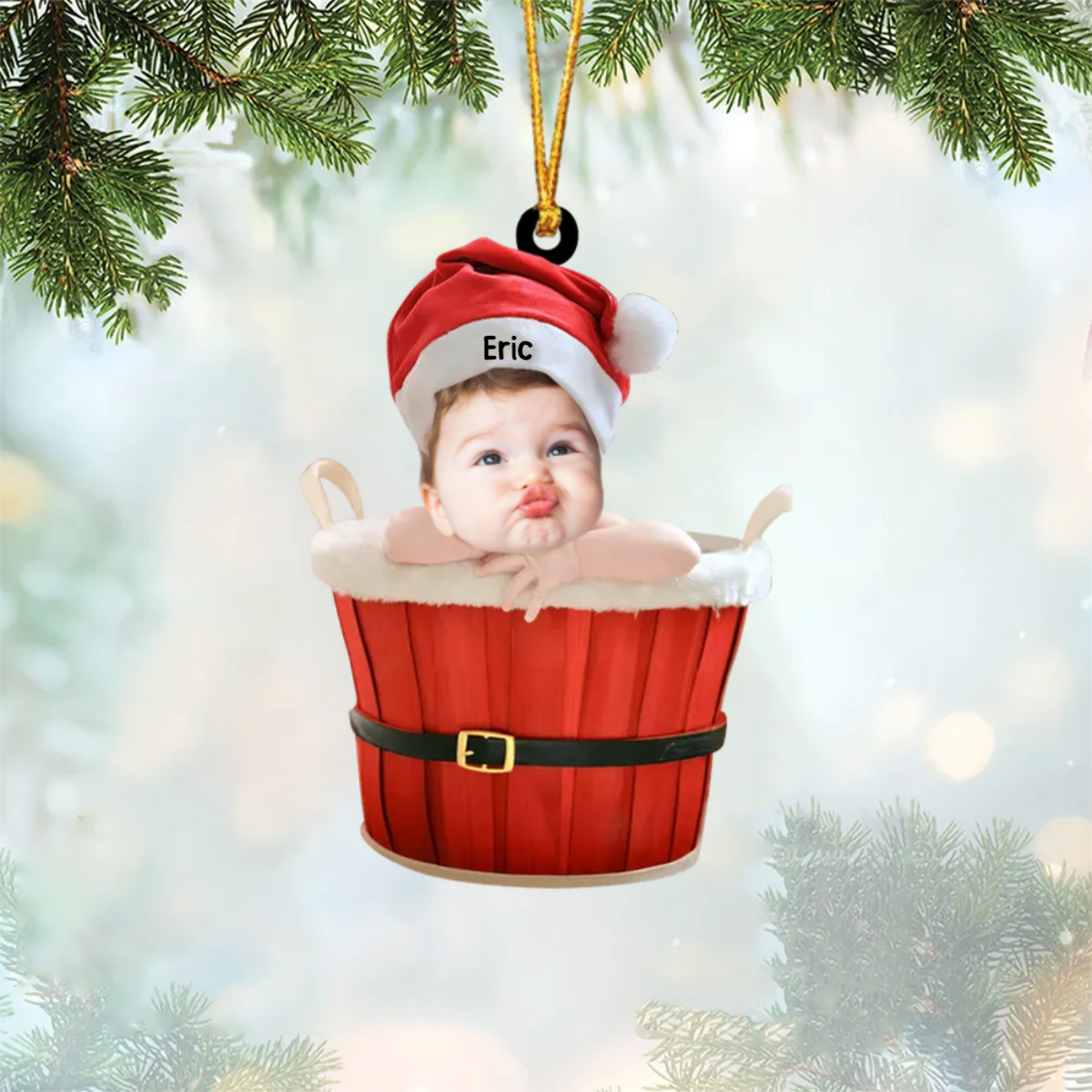 Bébé Photo bac à douche Décorations de Noël avec nom