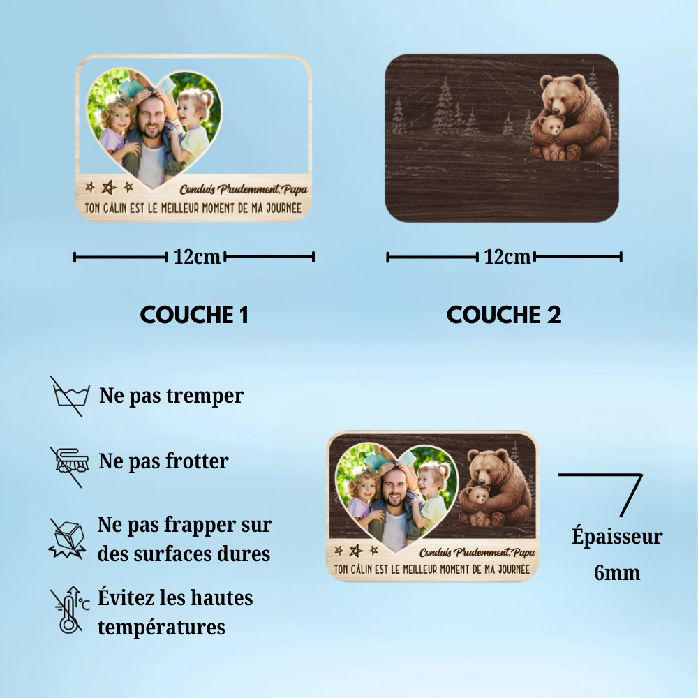 Conduis prudemment – Pince pare-soleil personnalisée avec photo