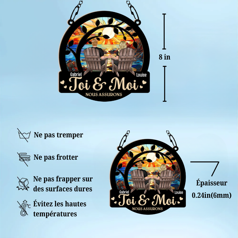 Toi et moi -Fenêtres acryliques personnalisées Ornement attrape-soleil