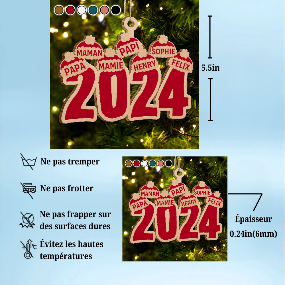 Chapeaux de Noël Père Noël - Ornement personnalisé en bois découpé