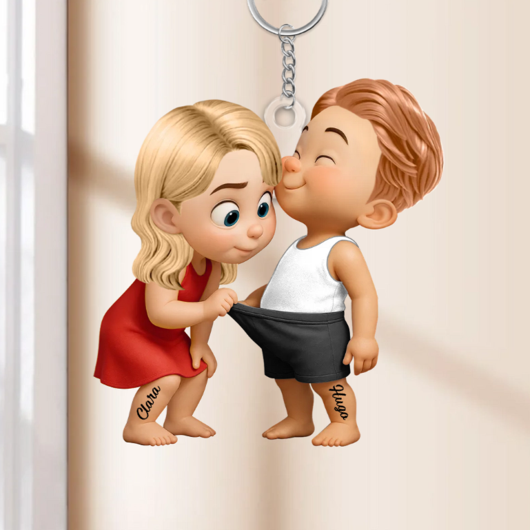 Porte-clés en acrylique personnalisé avec noms, cadeau pour couple