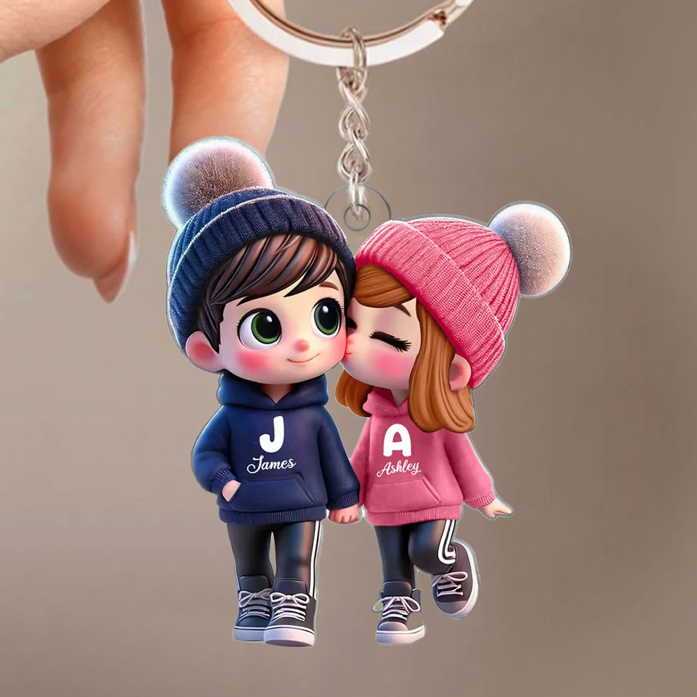 Porte-clés personnalisé – Adorables amoureux pour couple