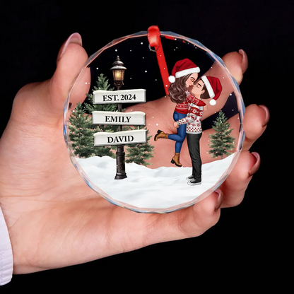 Ornement en verre - Décoration de Noël personnalisée pour couples