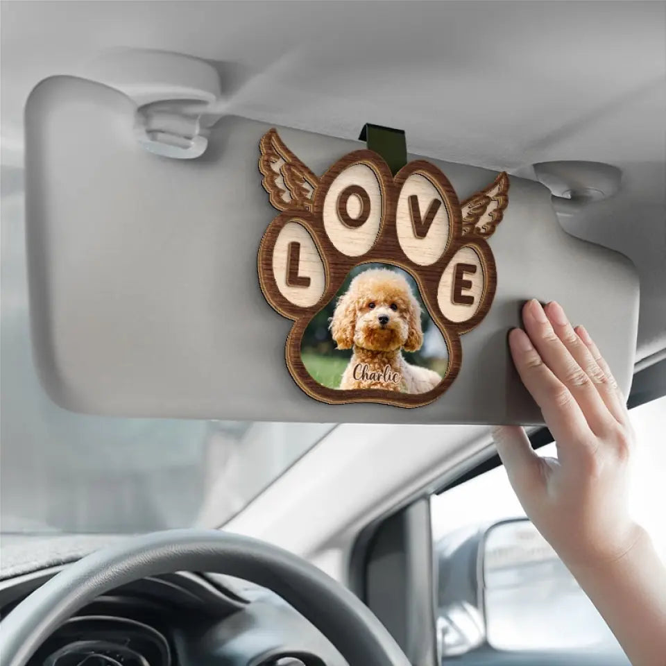 Empreinte de patte avec ailes – Clip pare-soleil personnalisé – Souvenir pour propriétaires d'animaux