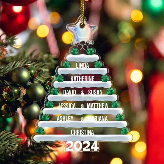 2024 Décorations d'arbre de Noël familiales personnalisées avec 1-10 noms